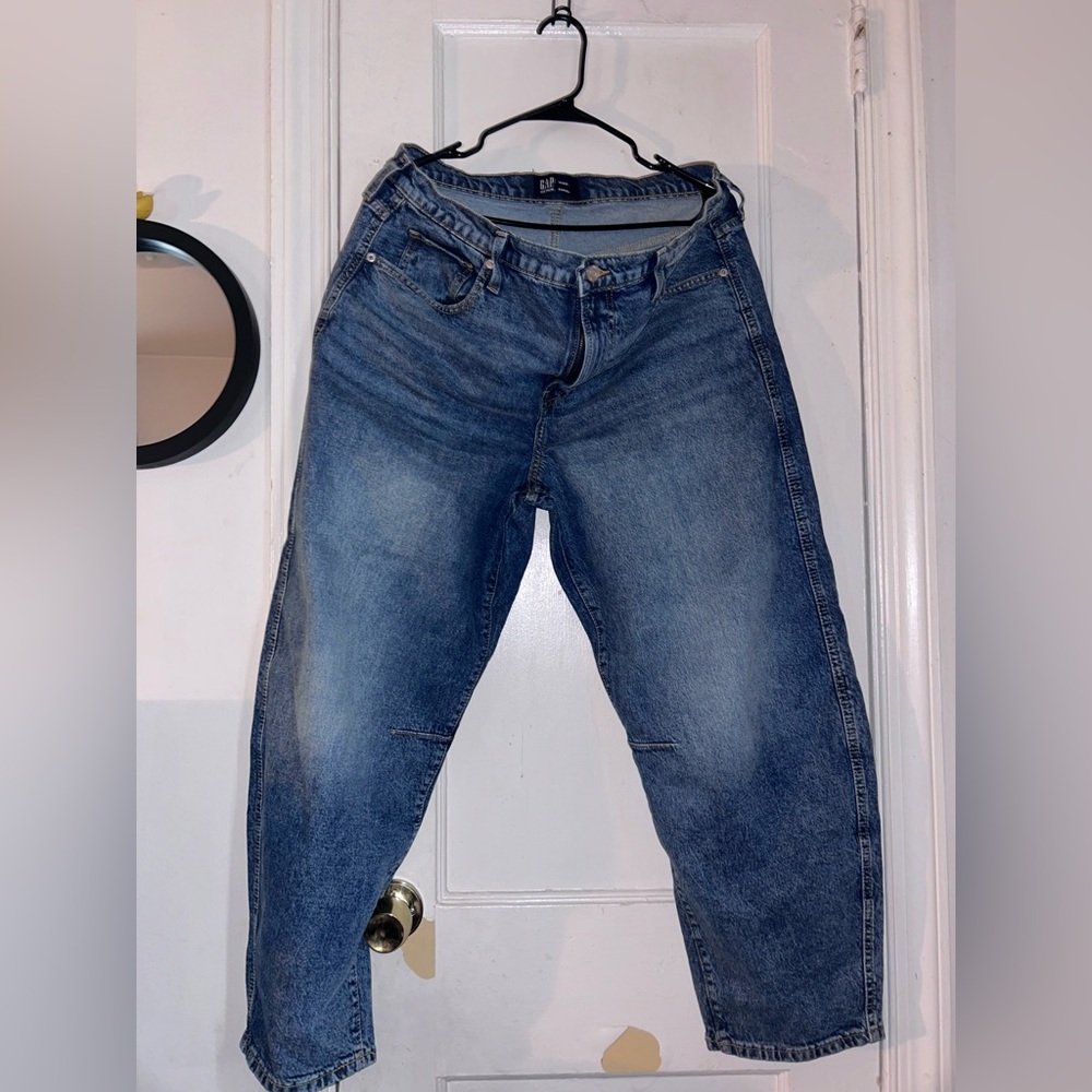 GAP Blue High rise Barrel Jeans Relaxed Fit